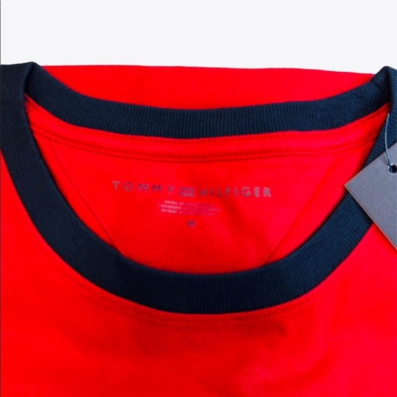 Tommy Hilfiger Mens T-Shirt Red Crewneck Logo Graphic Short Sleeve - Picture 7 of 12